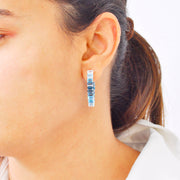 Blue Topaz & Diamond Stepwell Hoop Earrings