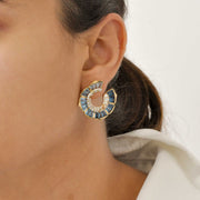 Lotus Blue Topaz & Diamond Earrings