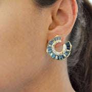 Lotus Blue Topaz & Diamond Earrings