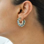 Lotus Blue Topaz & Diamond Earrings