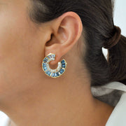 Lotus Blue Topaz & Diamond Earrings
