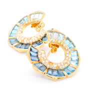 Lotus Blue Topaz & Diamond Earrings