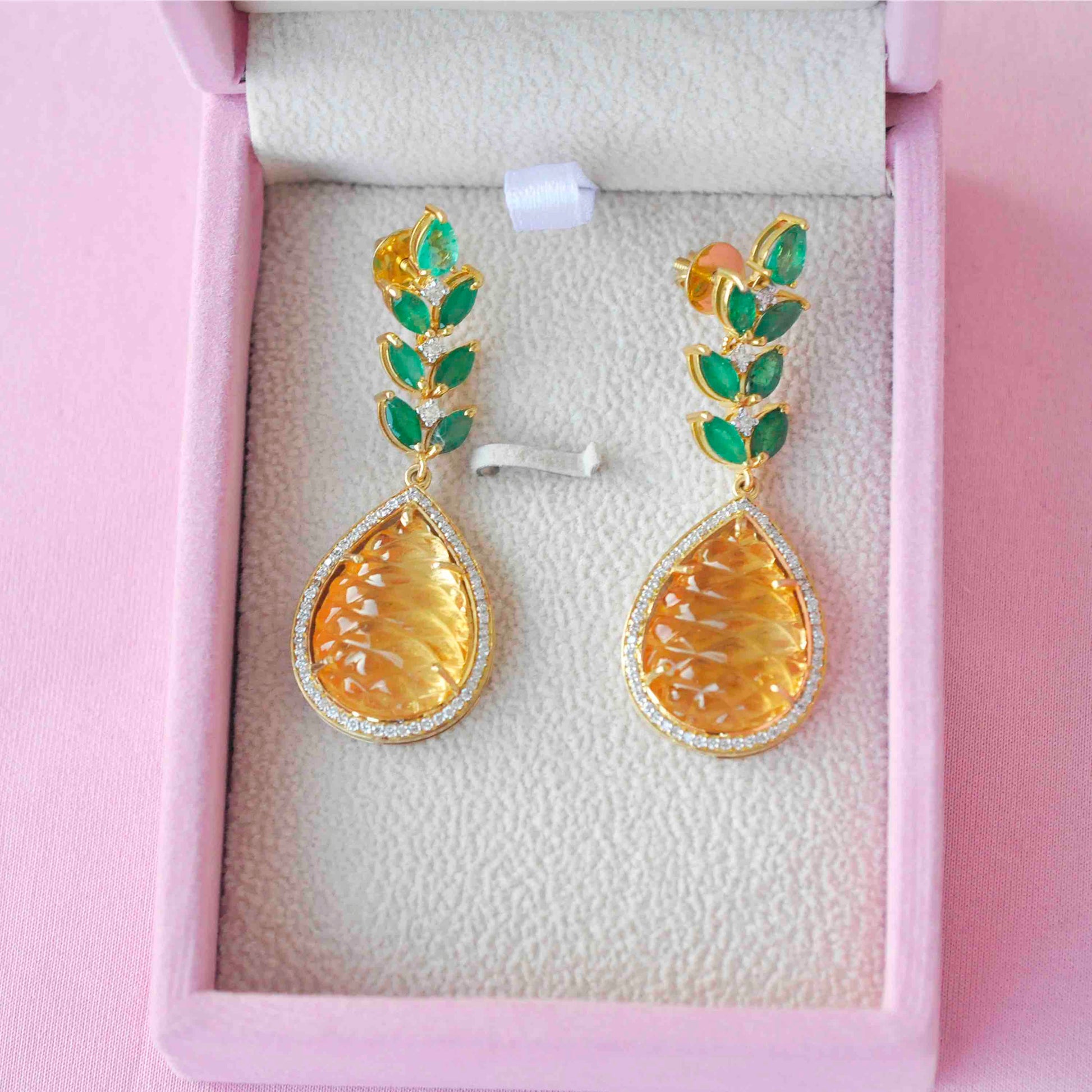 Citrine Emerald Pineapple Earrings
