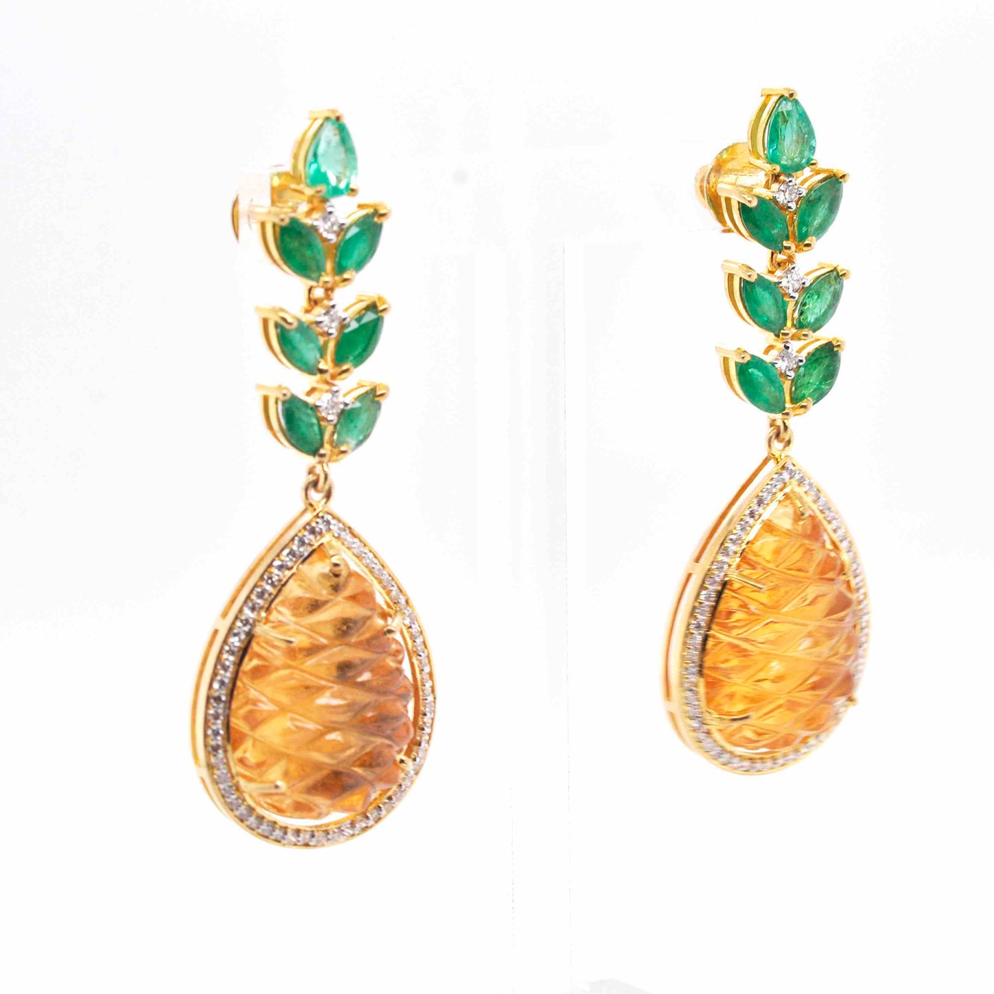 Citrine Emerald Pineapple Dangle Earrings