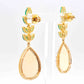 Emerald Dangle Earrings with Citrine and Pineapple Carving