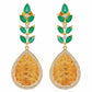 Pineapple Carved Citrine Emerald Earrings