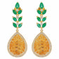 Pineapple Carved Citrine Emerald Earrings