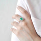18K Gold Classic Colombian Emerald Oval Diamond Ring