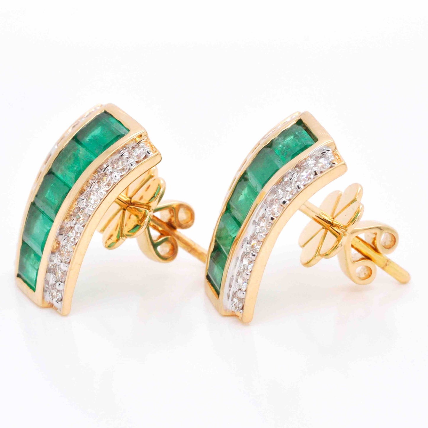 emerald gemstone diamond stud earrings