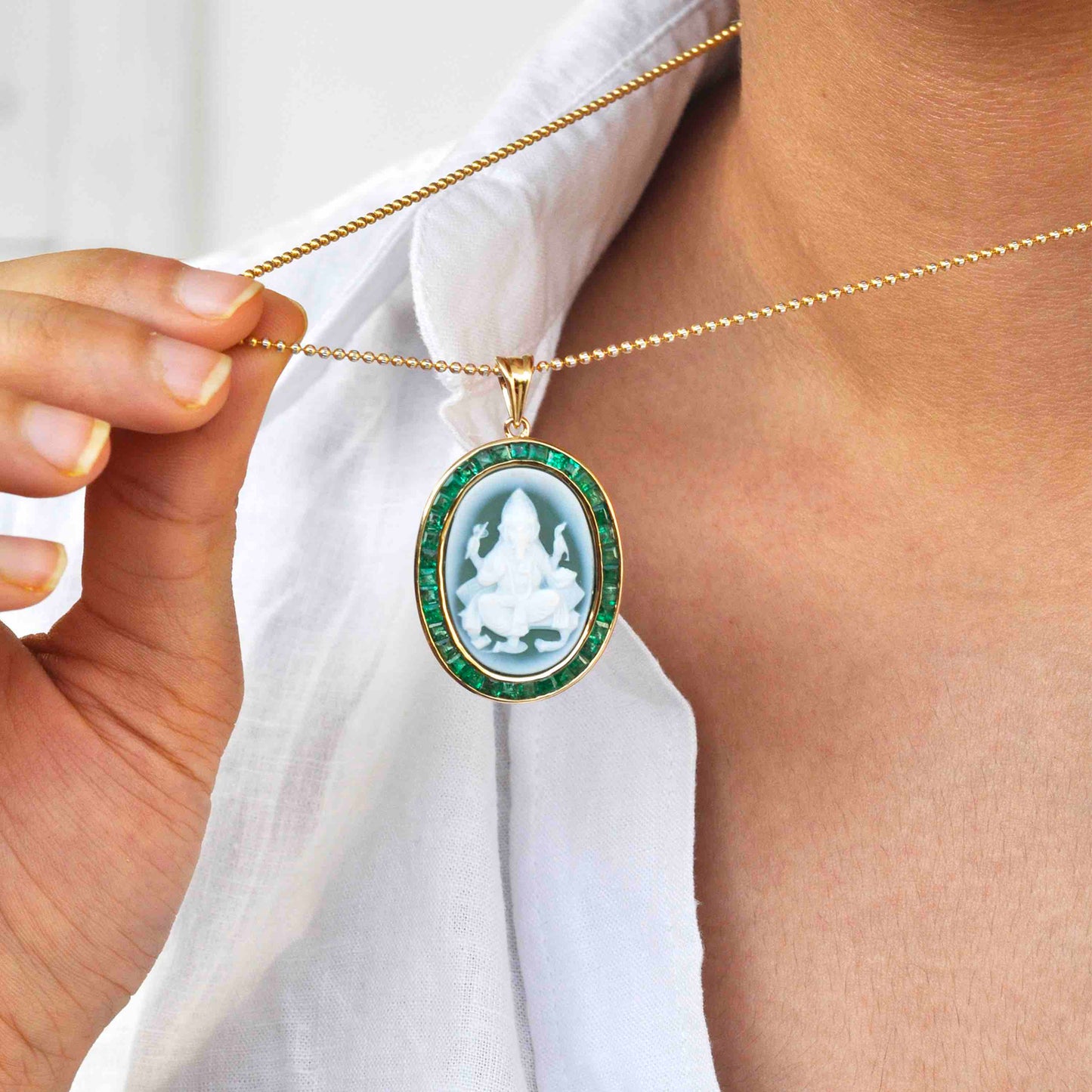 Ganesha cameo necklace