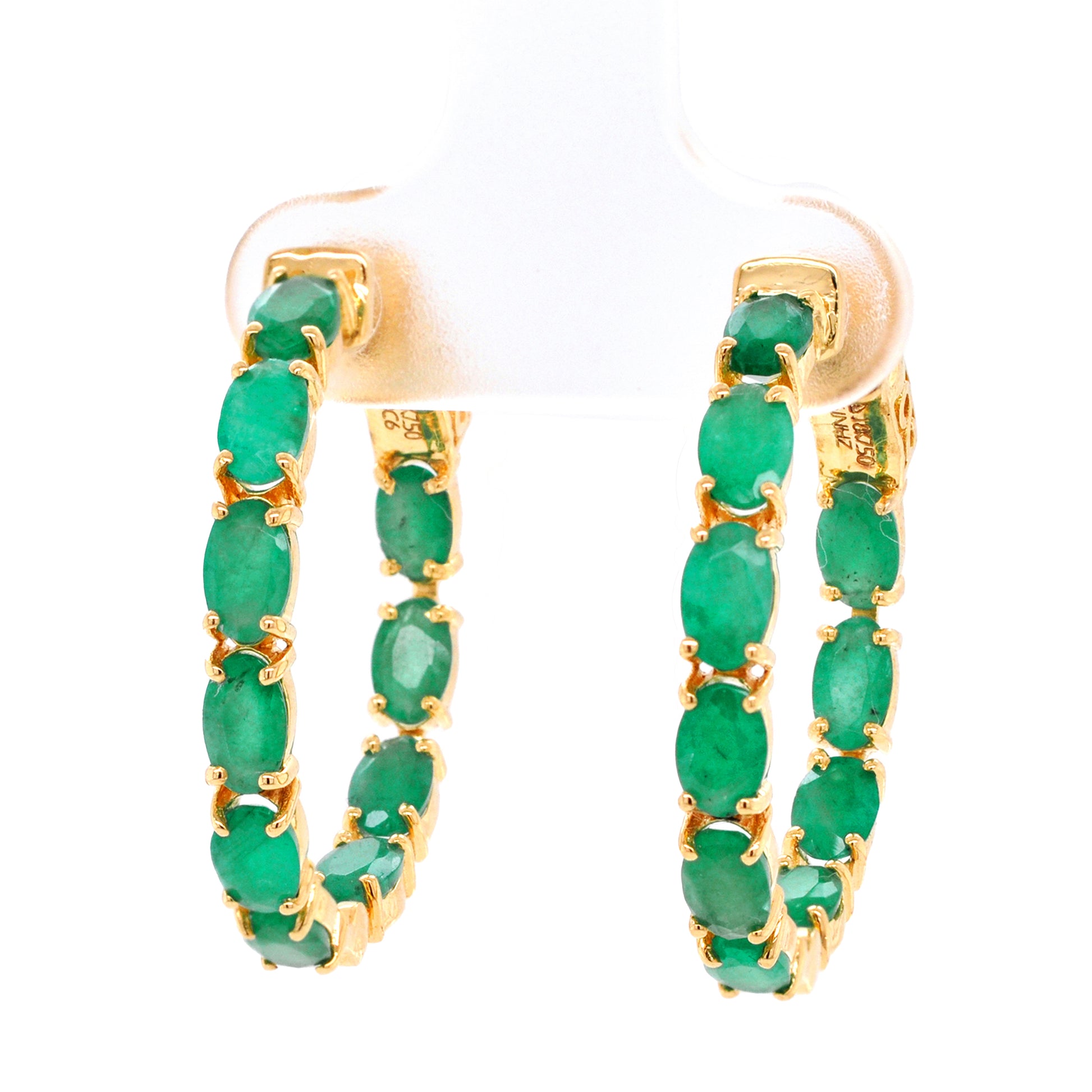 emerald hoops earrings