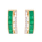 18K Gold Emerald Channel-set Diamond Hoop Earrings