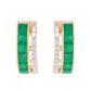 18K Gold Emerald Channel-set Diamond Hoop Earrings
