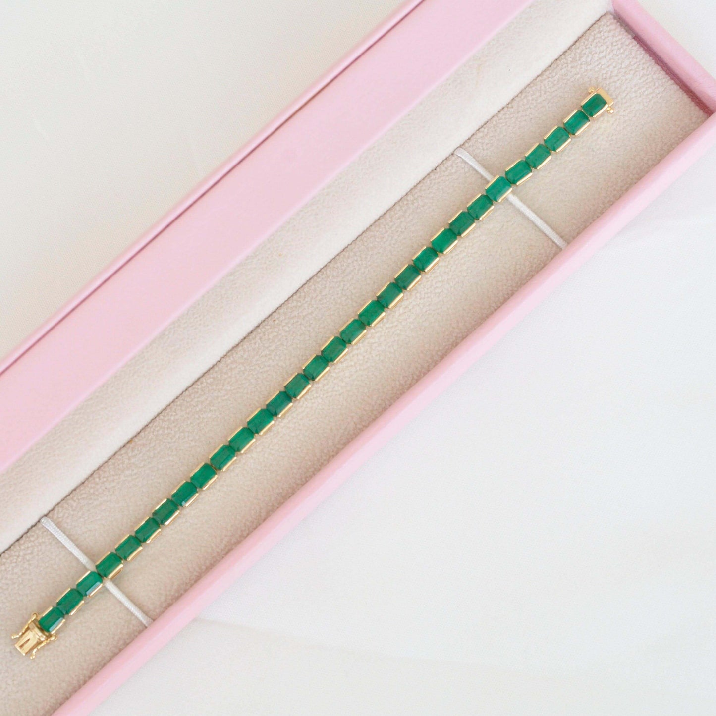 18K Gold Brazilian Emerald Octagon Tennis Bracelet