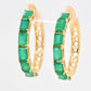 Classic style green emerald hoops