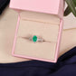 18K White Gold Natural Columbian Emerald Oval Diamond Ring