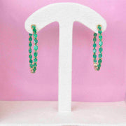 18K Gold Natural Zambian Emerald Oval Hoop Earrings - Vaibhav Dhadda Jewelry