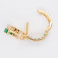 18K Gold Emerald Channel-set Diamond Hoop Earrings