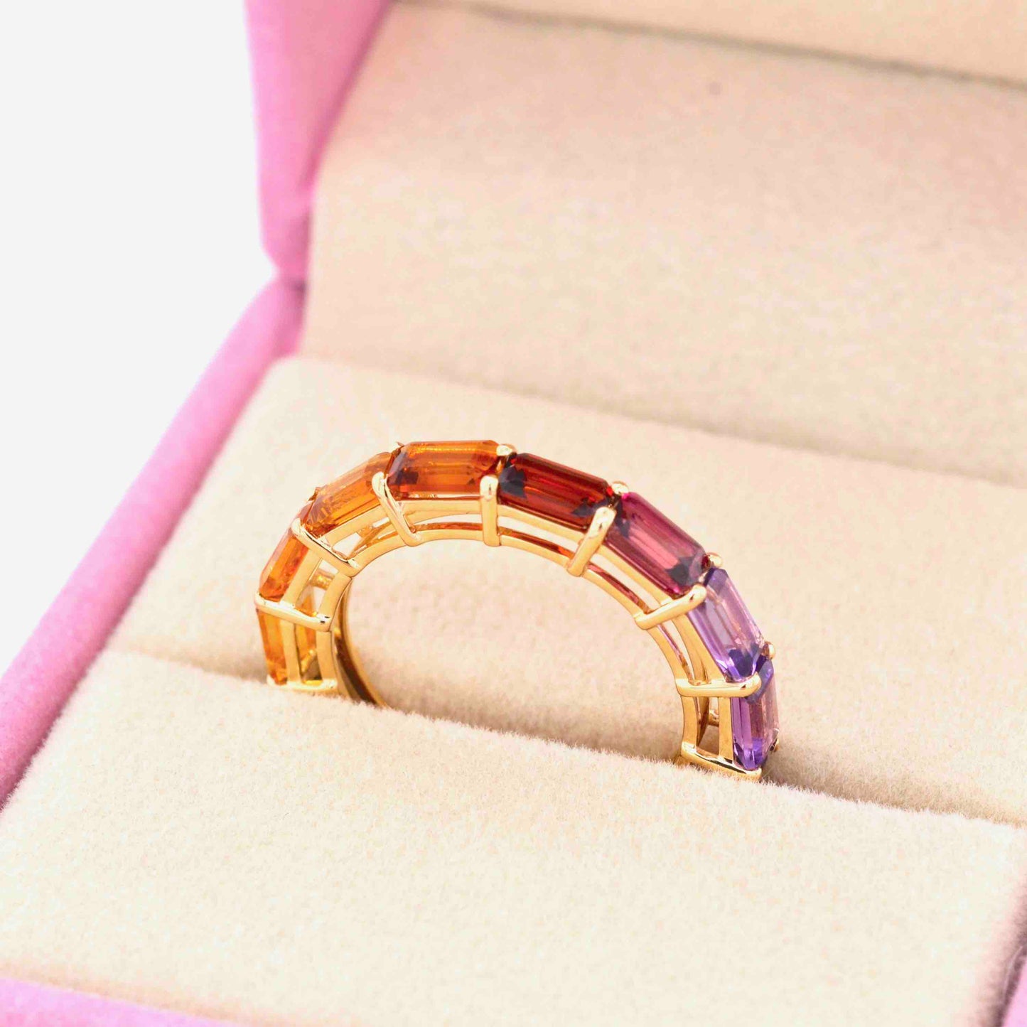 colorful gemstone eternity band ring