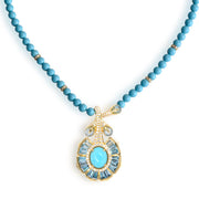 Blue Topaz & Turquoise Lotus Necklace