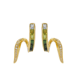 Green Tourmaline Twisted Earrings