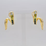Green Tourmaline Curve Earrings