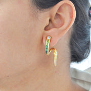Green Tourmaline Curve Earrings