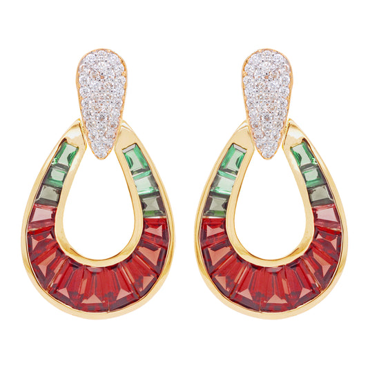 Doorknocker Garnet Green Tourmaline Earrings