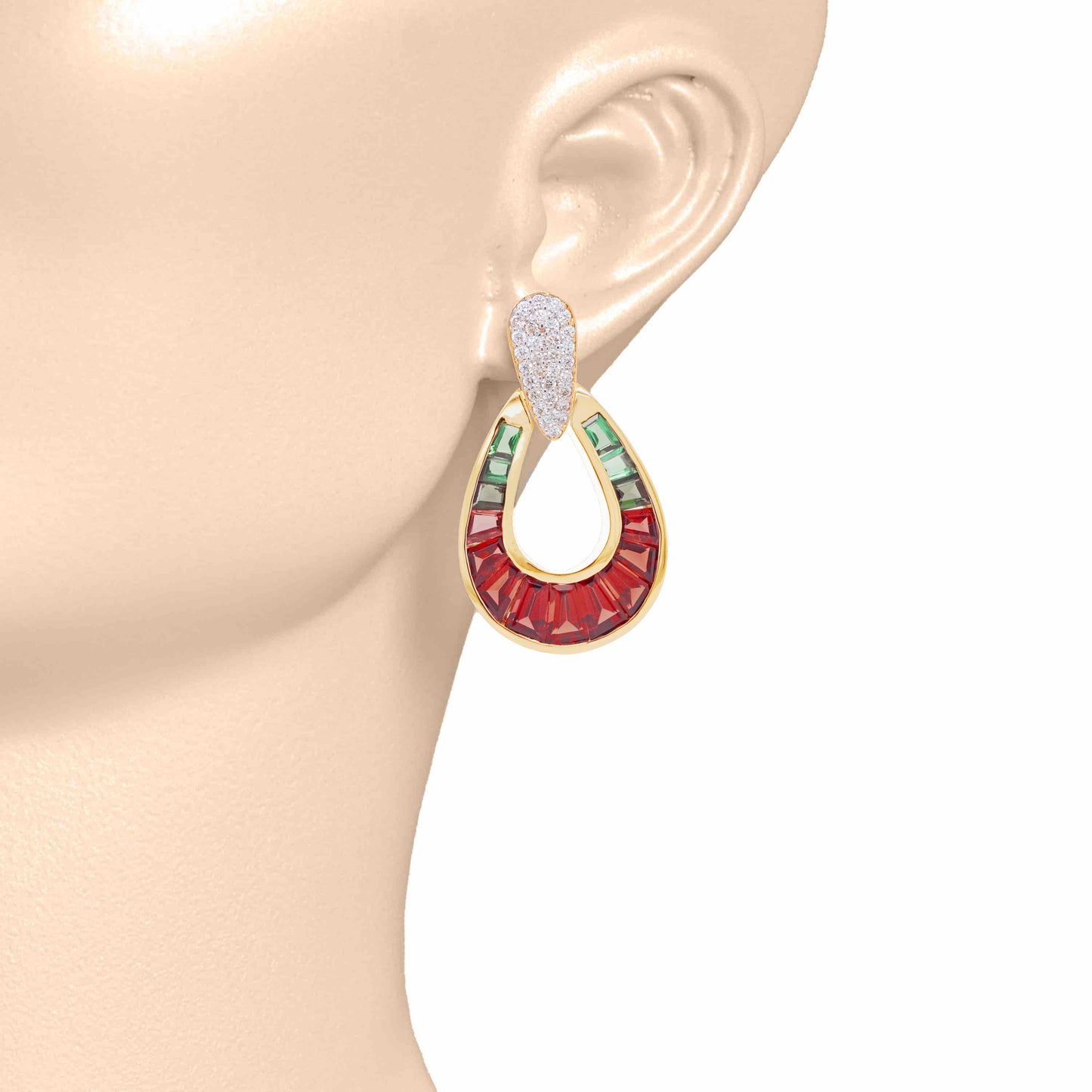 Doorknocker Garnet Green Tourmaline Earrings