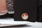 Red Chalcedony Golf Carving Agate Cufflinks - Vaibhav Dhadda Jewellery