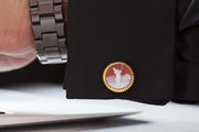 Red Chalcedony Golf Carving Agate Cufflinks - Vaibhav Dhadda Jewellery