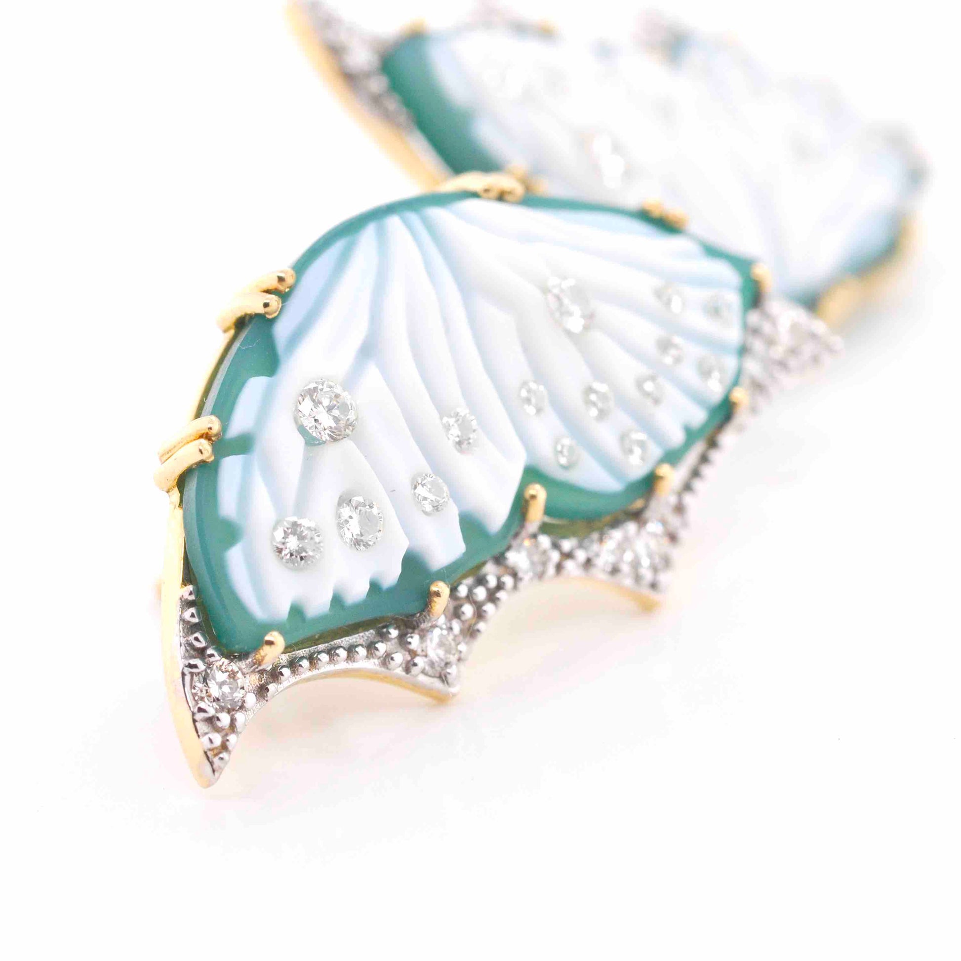 Green Carving Diamond Earrings