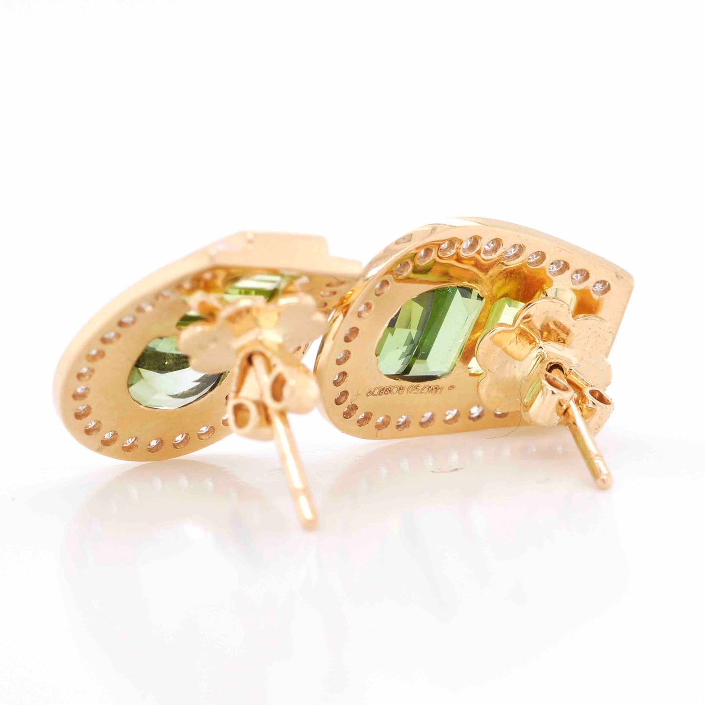 Peridot diamond studs