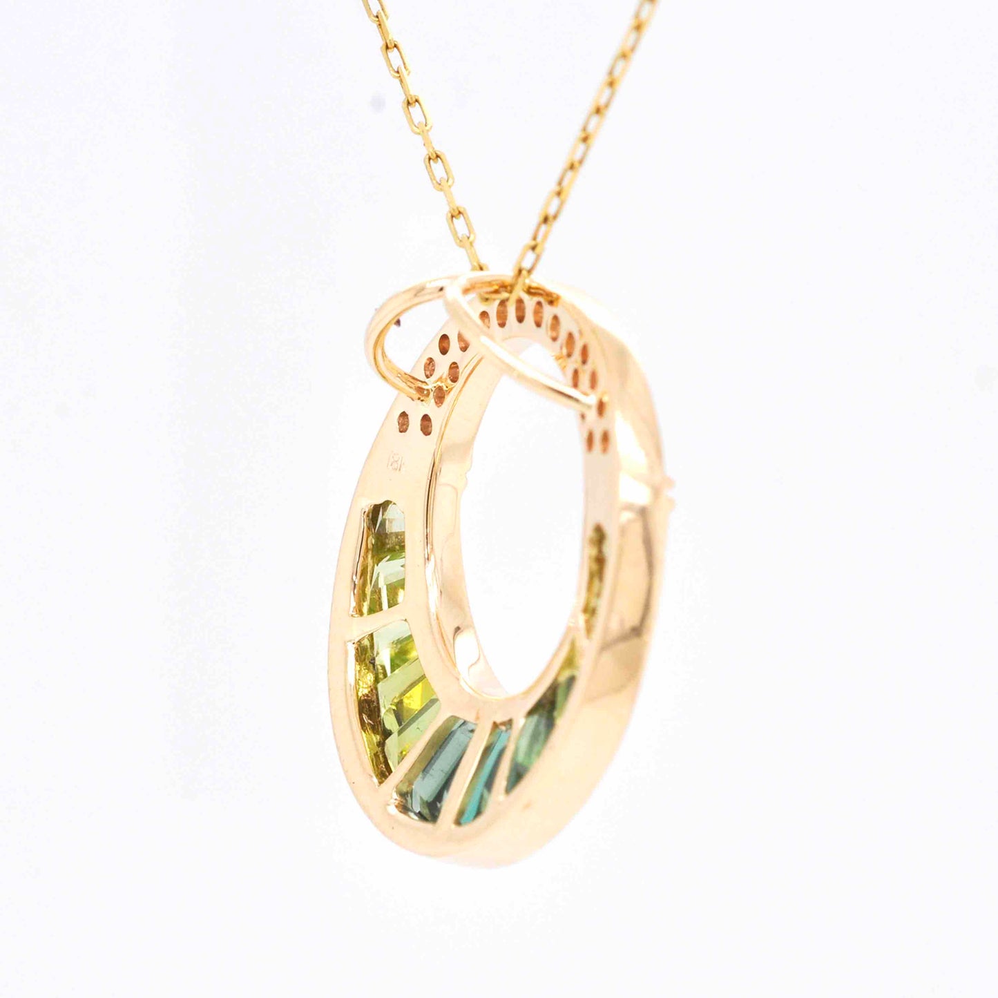 Green tourmaline baguette pendant necklace