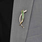 18K Gold Gradient Green Tourmaline Baguette Diamond Pendant Brooch - Vaibhav Dhadda Jewelry