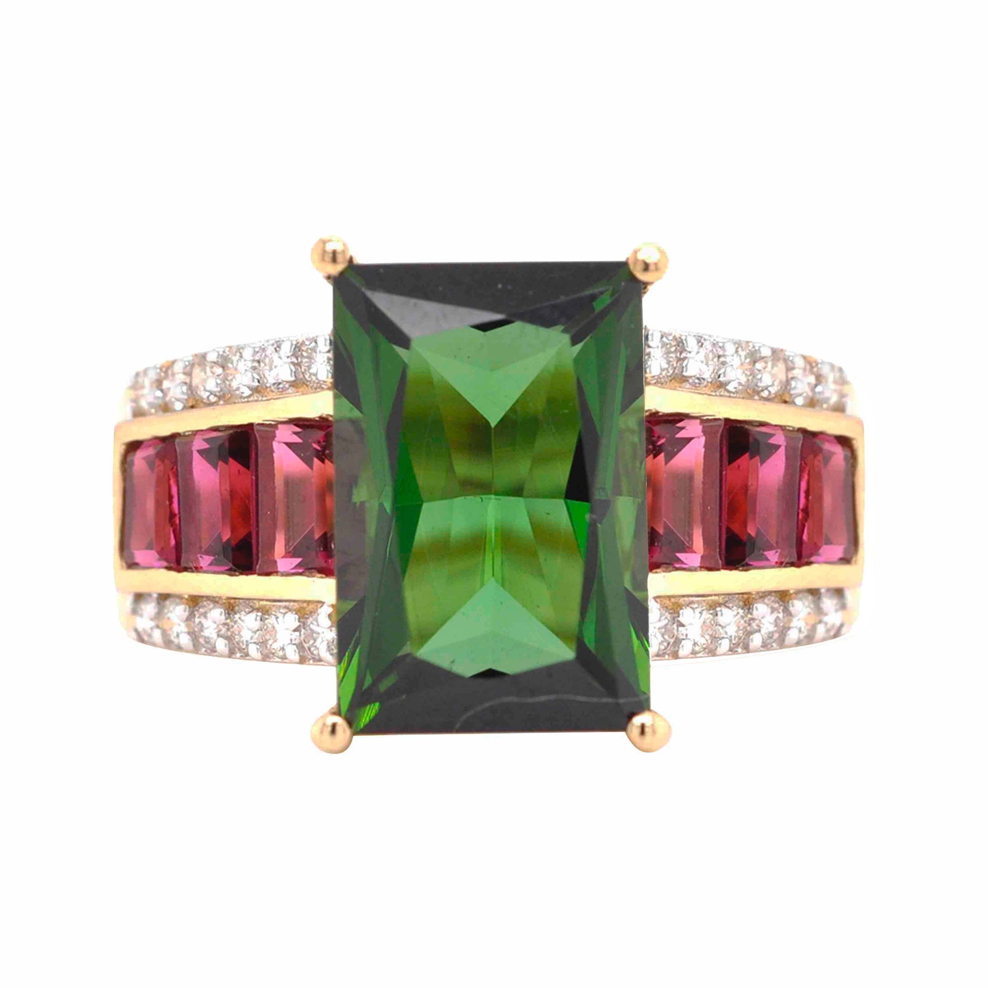 Pink tourmaline diamond ring