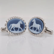 Horse Agate Cameo Cufflinks