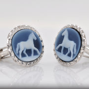 Horse Agate Cameo Cufflinks