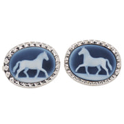 Horse Agate Cameo Cufflinks
