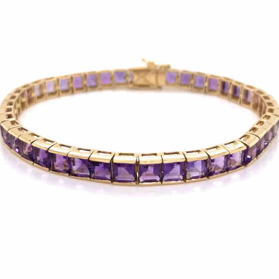 amethyst tennis bracelet gold