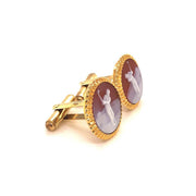 Red Chalcedony Golf Carving Agate Cufflinks - Vaibhav Dhadda Jewellery