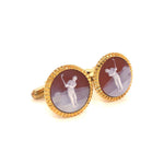 Red Chalcedony Golf Carving Agate Cufflinks - Vaibhav Dhadda Jewellery