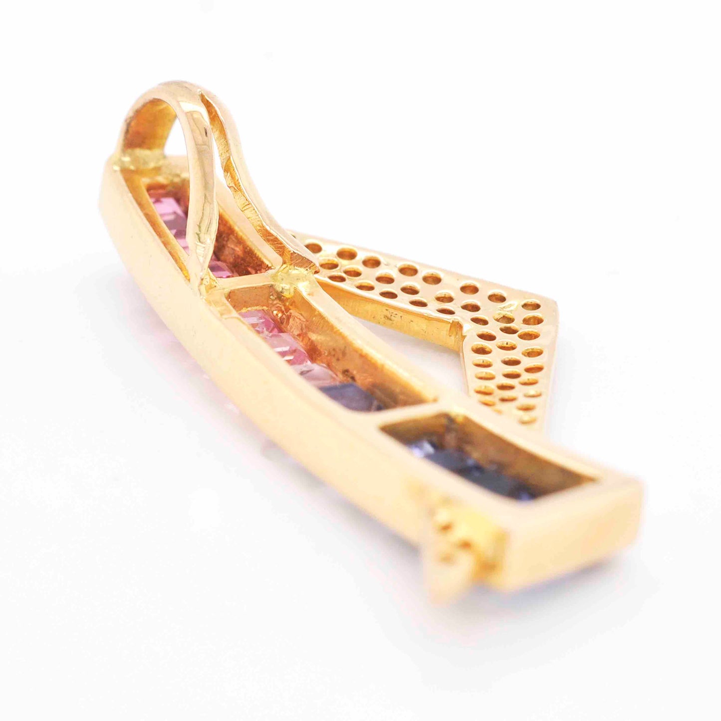 Pink tourmaline iolite pendant