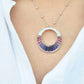 18K White Gold Iolite Pink Tourmaline Cleopatra Diamond Pendant Necklace