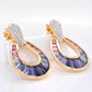 18K Gold Iolite Pink Tourmaline Diamond Raindrop Set - Vaibhav Dhadda Jewelry