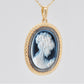 Victorian agate cameo pendant with princess lady carving