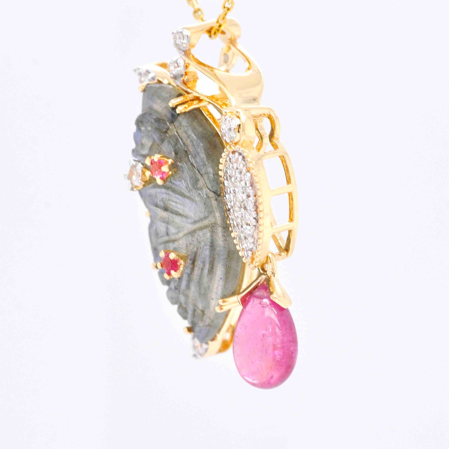 Butterfly Pendant with Pink Tourmaline and Diamonds