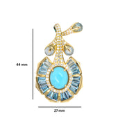 Blue Topaz & Turquoise Lotus Necklace