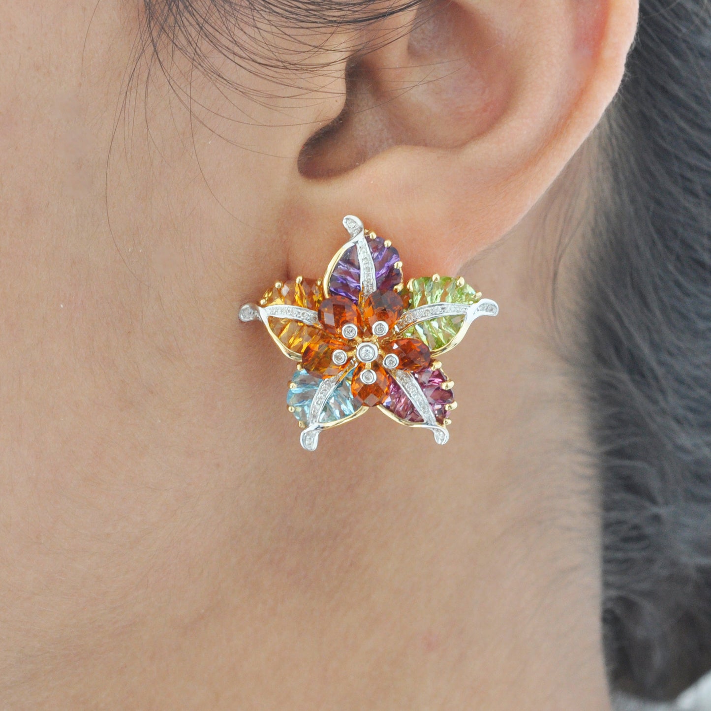 Multicolor Flower Stud Earrings