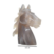 Hand-Carved Natural Agate Horse Head Sculpture Figurine